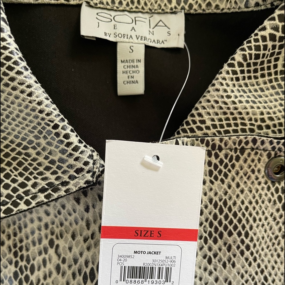Sofia Moto jacket snakeskin print. Black and white. Size small - fits like M